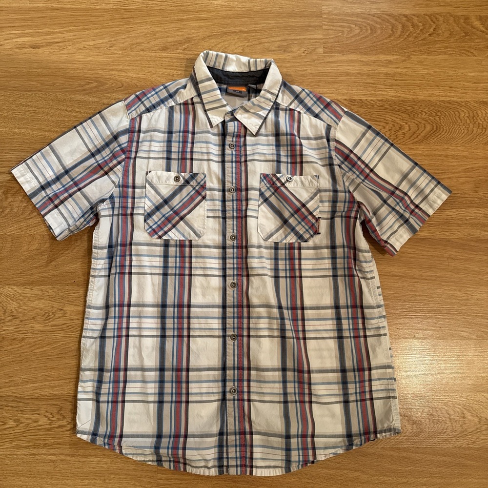 Merrell Shirt Men's Large Multicolor Plaid Short Sleeve Button Up Outdoor Camp‎